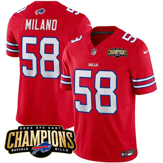 Men & Women & Youth Buffalo Bills #58 Matt Milano Red 2023 F.U.S.E. AFC East Champions Ptach Stitched Jersey->chicago bears->NFL Jersey